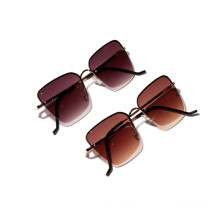 Free Sample Fashion Vintage Sunglasses Women  Popular Half Frame Ocean Lens Sunglasses